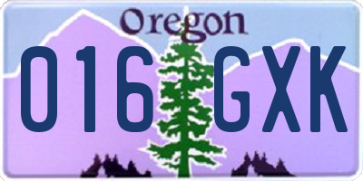 OR license plate 016GXK