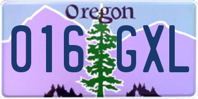 OR license plate 016GXL