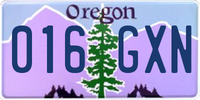 OR license plate 016GXN