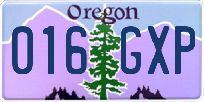 OR license plate 016GXP