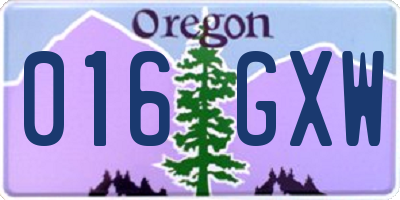 OR license plate 016GXW
