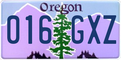 OR license plate 016GXZ