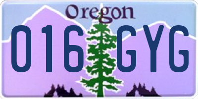 OR license plate 016GYG