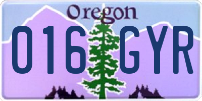 OR license plate 016GYR