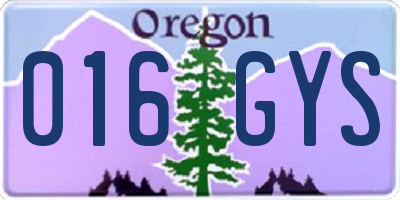 OR license plate 016GYS