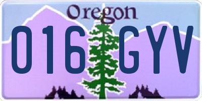 OR license plate 016GYV