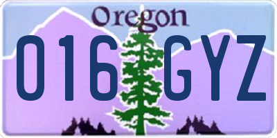 OR license plate 016GYZ