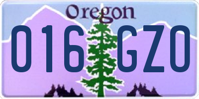OR license plate 016GZO