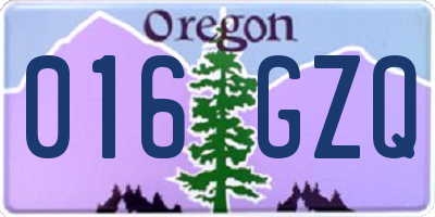 OR license plate 016GZQ
