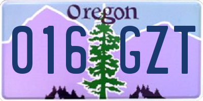 OR license plate 016GZT