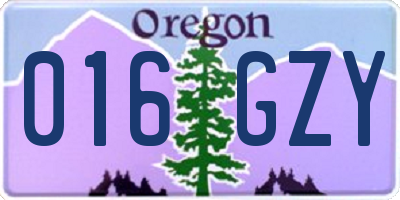 OR license plate 016GZY