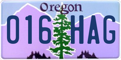 OR license plate 016HAG