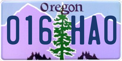 OR license plate 016HAO