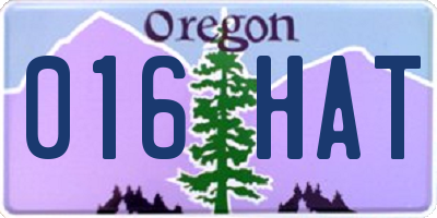 OR license plate 016HAT