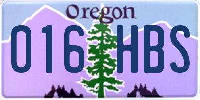 OR license plate 016HBS