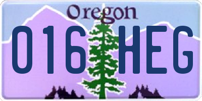 OR license plate 016HEG