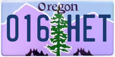 OR license plate 016HET