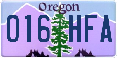 OR license plate 016HFA
