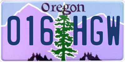 OR license plate 016HGW