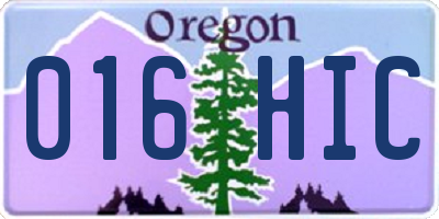 OR license plate 016HIC