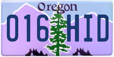 OR license plate 016HID