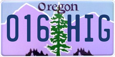 OR license plate 016HIG