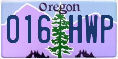 OR license plate 016HWP