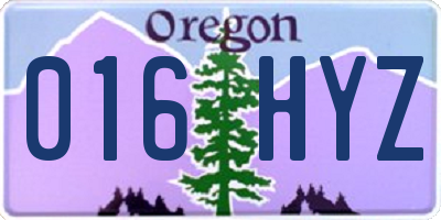 OR license plate 016HYZ