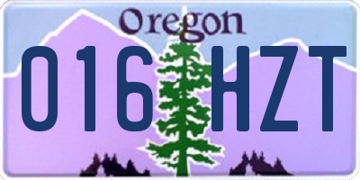 OR license plate 016HZT