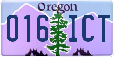 OR license plate 016ICT