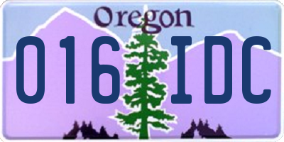 OR license plate 016IDC