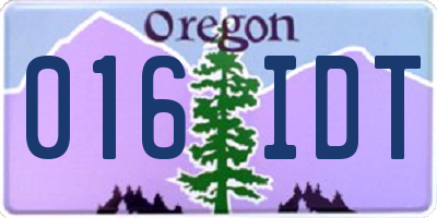 OR license plate 016IDT