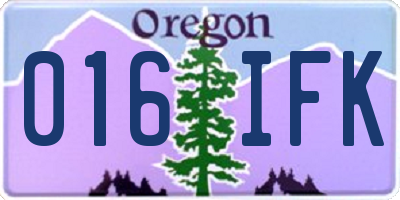 OR license plate 016IFK