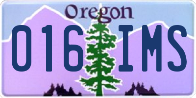 OR license plate 016IMS