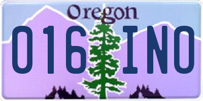OR license plate 016INO