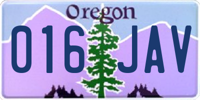 OR license plate 016JAV