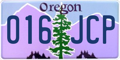 OR license plate 016JCP