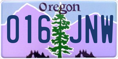 OR license plate 016JNW