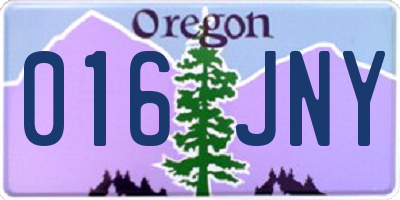 OR license plate 016JNY
