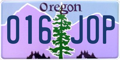 OR license plate 016JOP