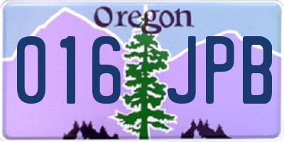 OR license plate 016JPB