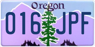OR license plate 016JPF