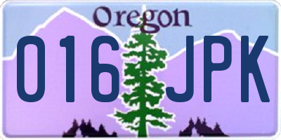OR license plate 016JPK