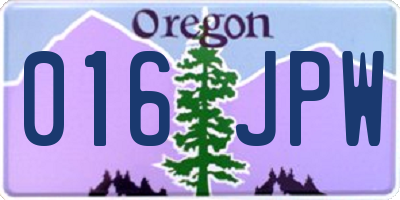 OR license plate 016JPW