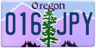 OR license plate 016JPY