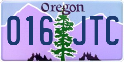 OR license plate 016JTC