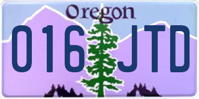OR license plate 016JTD