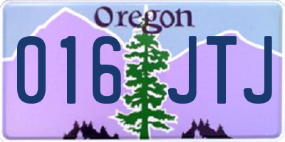 OR license plate 016JTJ