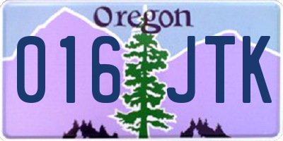 OR license plate 016JTK