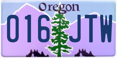 OR license plate 016JTW
